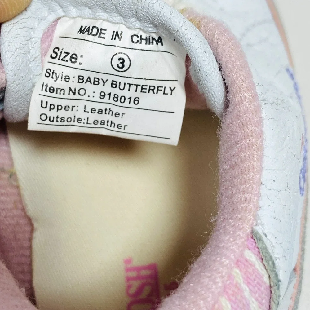 VTG Oshkosh B'gosh Baby Butterfly Crib Shoes Sz 0 Girls Sneakers Newborn 80s 90s